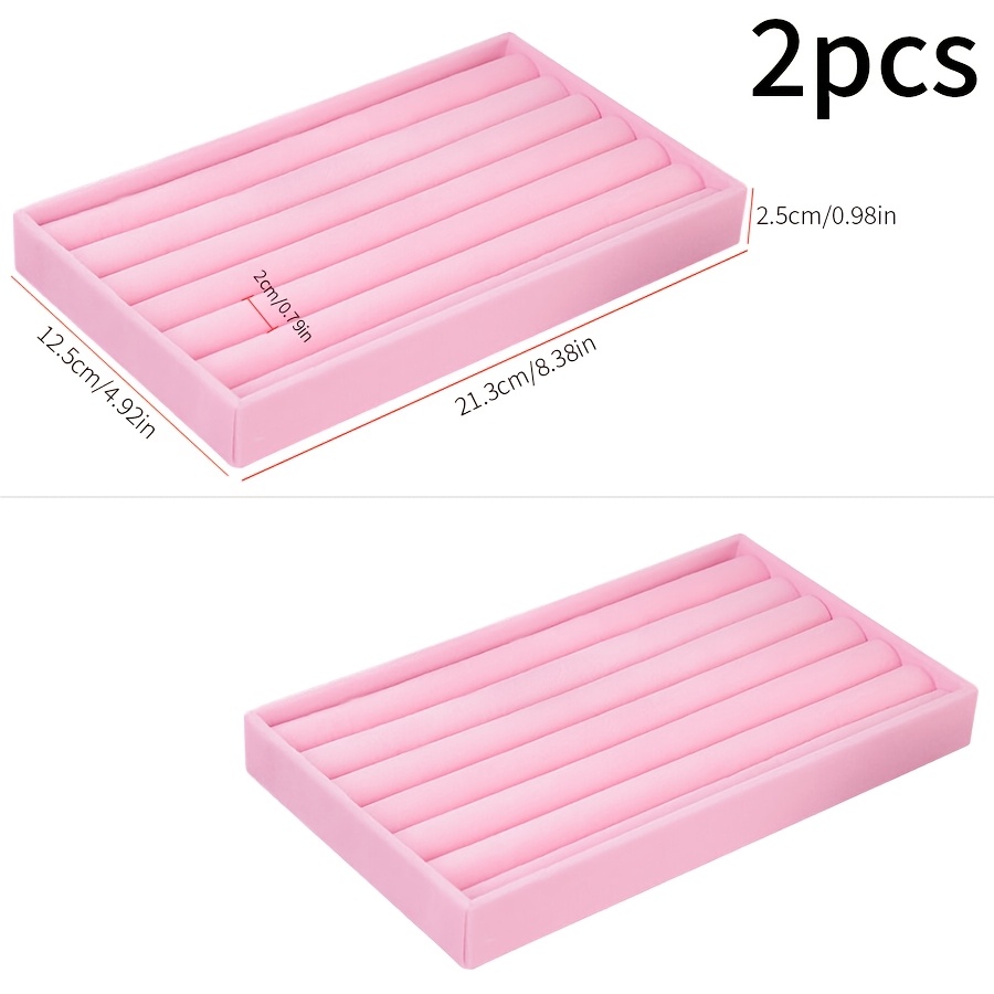 2pcs Pink Stackable Jewelry Display Tray Set, Necklace & Ring