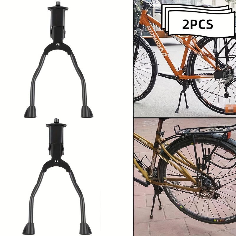 TEMU 2pcs Heavy-duty Kickstand For Mountain Bikes - Adjustable Double Leg Stand With Non-slip Wide Base, -free Push Button Latch & Fit (compatible