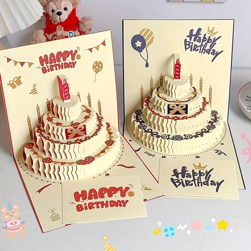 3d birthday greeting card 3d cake candle shape colorful happy birthday greeting card birthday party gift