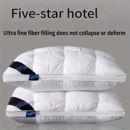 2pcs fluffy pillow sleep pillow core with support suitable for side back and abdominal sleep hotel series vacuum compression packaging for stomach sleepers standard style home and hotel use christmas decorations gift
