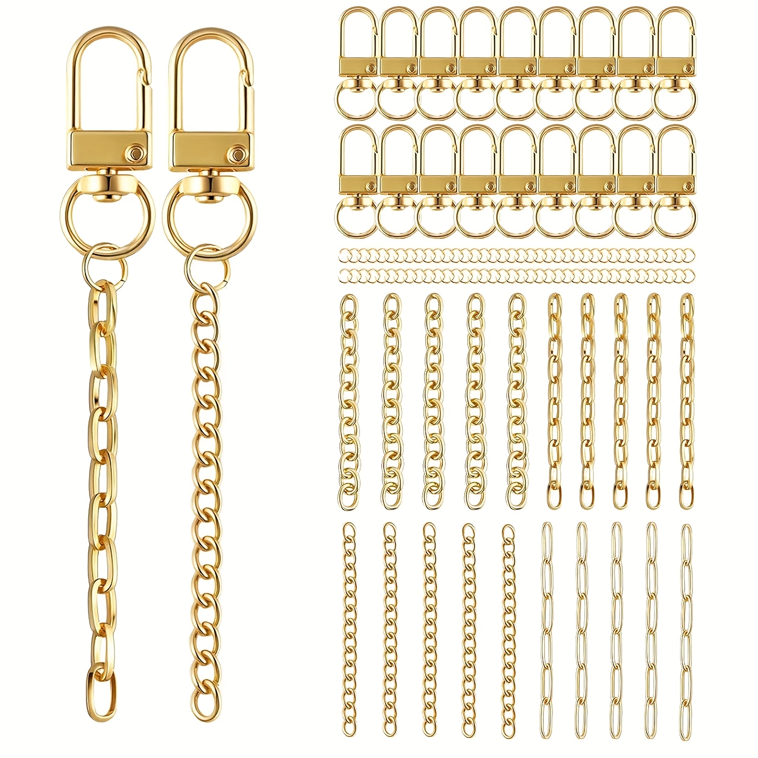 20 Set Lip Gloss Keychain Making Kit, 20 Golden Keychain Clips Hooks, 20 Extender Chain, 200 , For Key Chain Making Crafts, Wallet Making, Diy Wallet Making