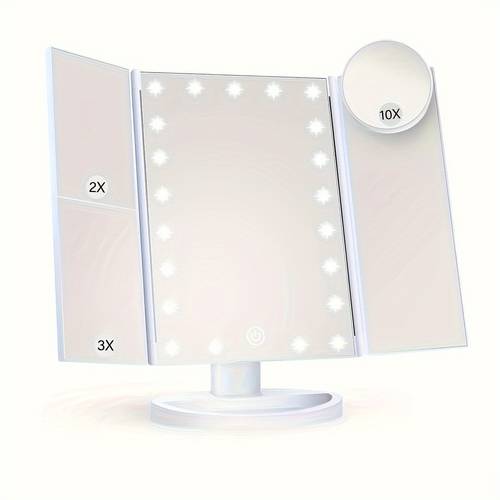 makeup vanity with lights lighted makeup with 2x 3x 10x magnification trifold compact touch dimming light up supply gifts for women lighted makeup with 3 color lighting 72 led