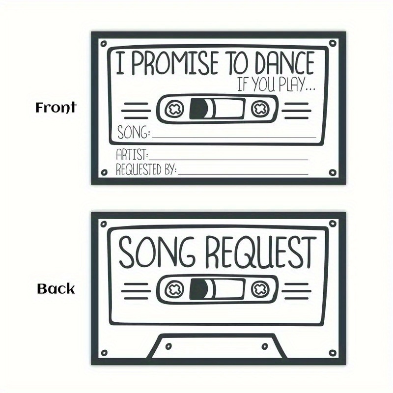 E-shop 50 Stück Vintage Musikanfragemarken, Retro-Kassettendesign Tanzversprechen Karten, Hochzeitsliedvorschläge für Hochzeiten, Partys und