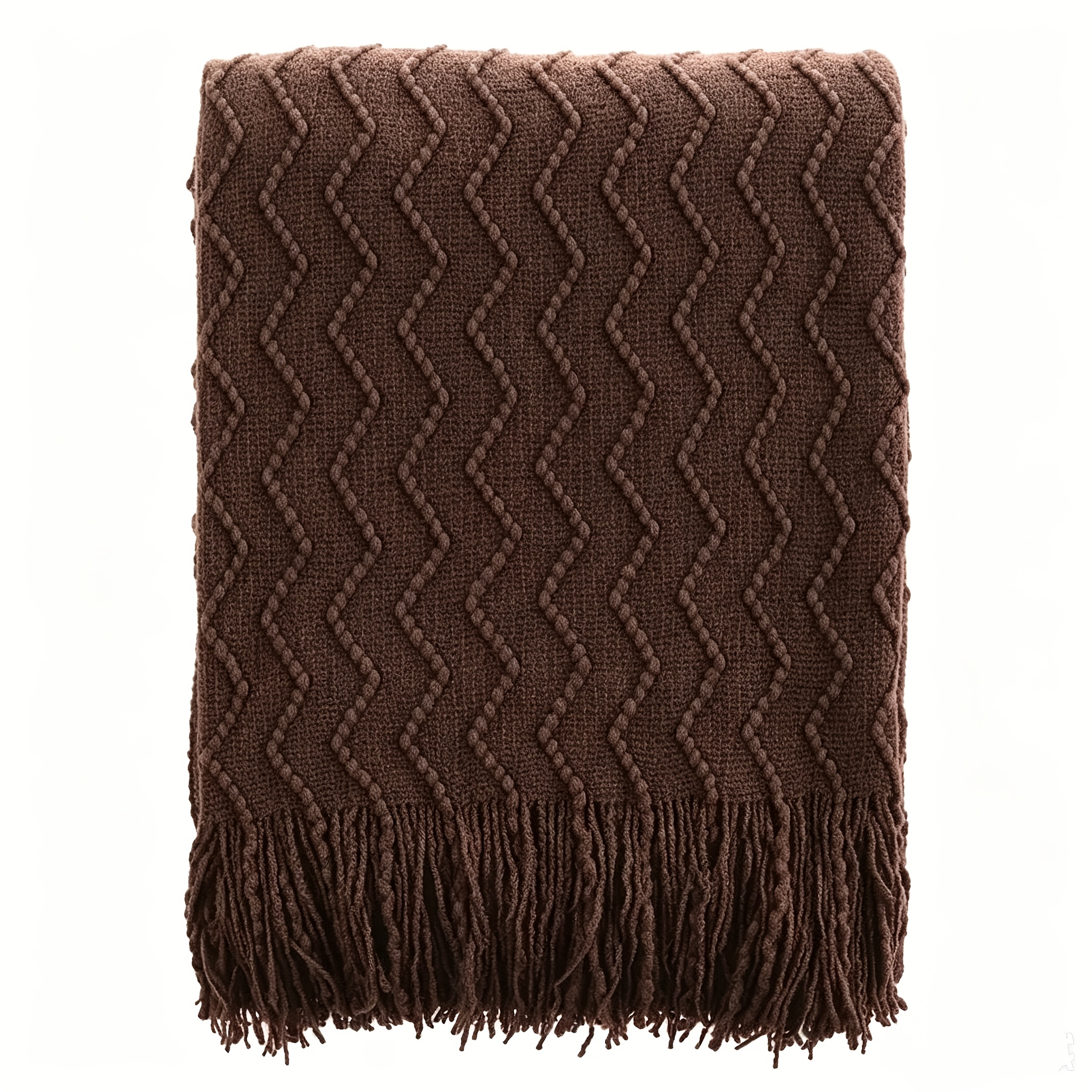 TEMU 50"x80" Wavy Tassel Throw Blanket, Soft Boho Home Decor Blanket