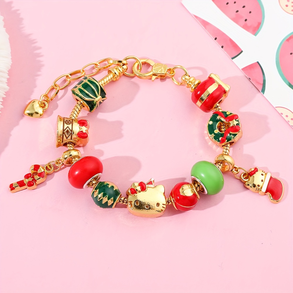 Kawaii Sanrio Hello Kitty Beaded String Bracelet Art Handicraft