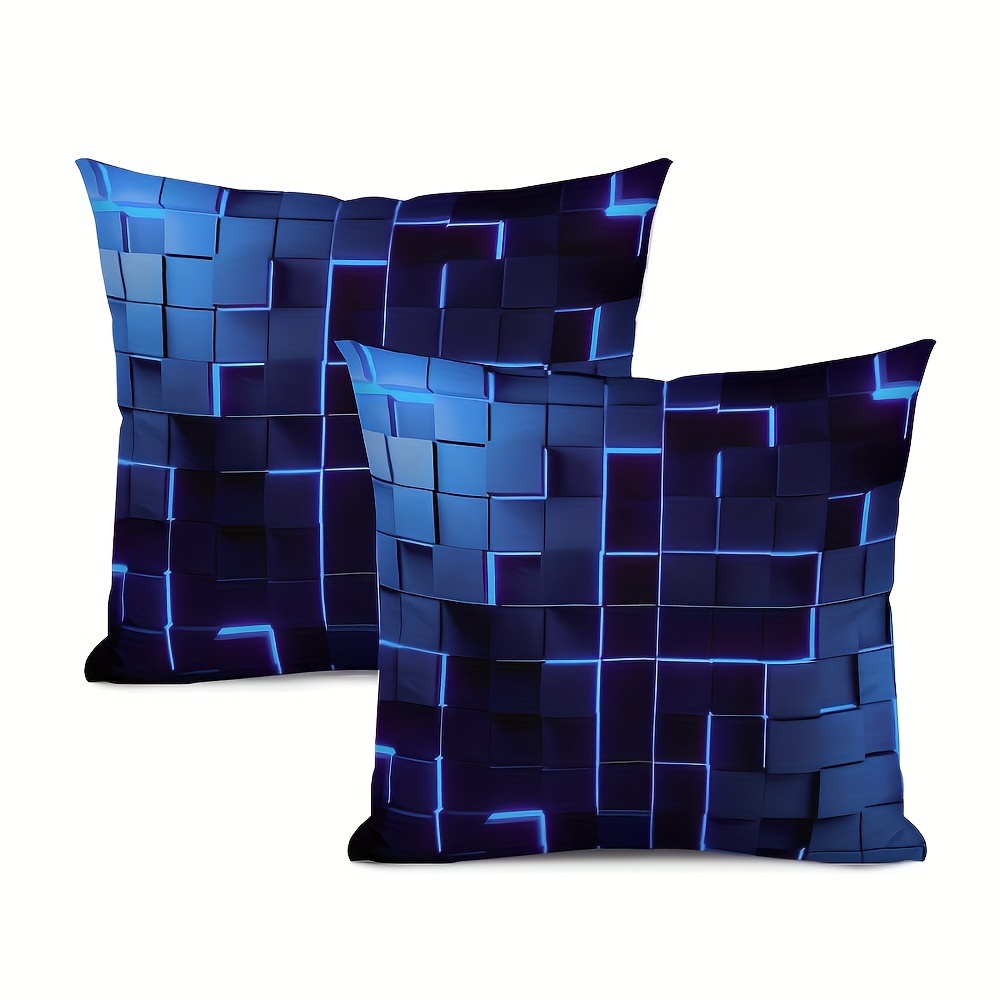 

Contemporary Geometric-pattern Throw Pillow Covers, Set Of 2, Hypoallergenic Polyester, Machine Washable, Zipper Closure, Woven Decorative Pillowcases For Sofa And Living Room - 18x18 Inches