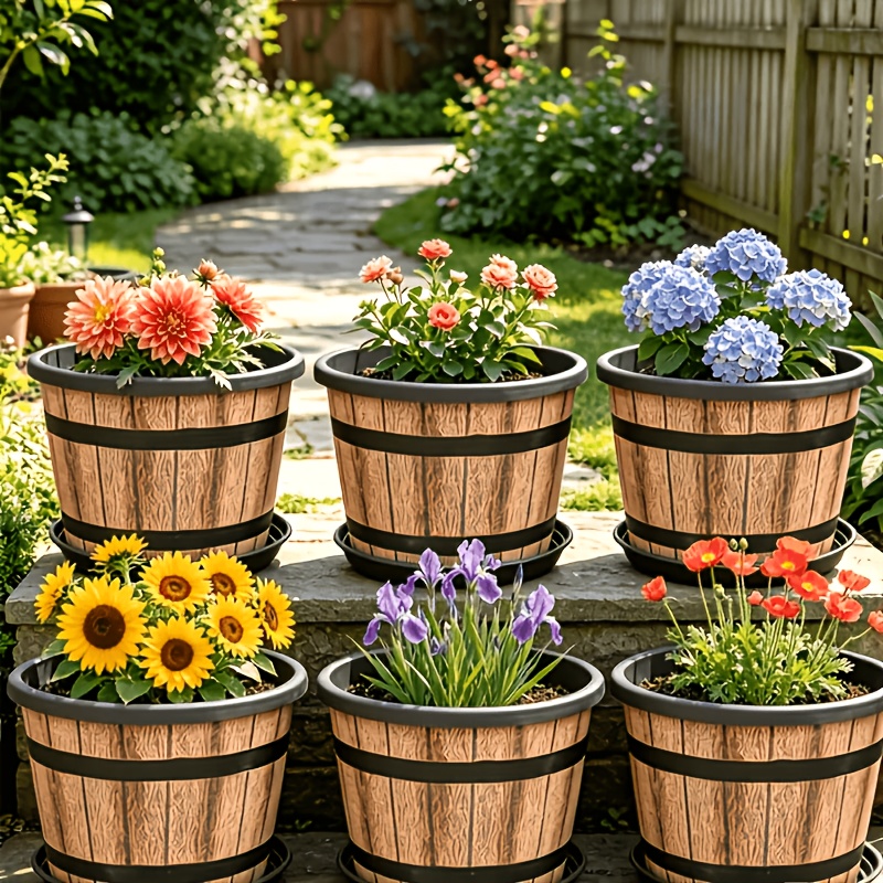 TEMU 6pcs Set - Whiskey Flowerpot -shaped Plastic Pot Gardening Gift,home Decor