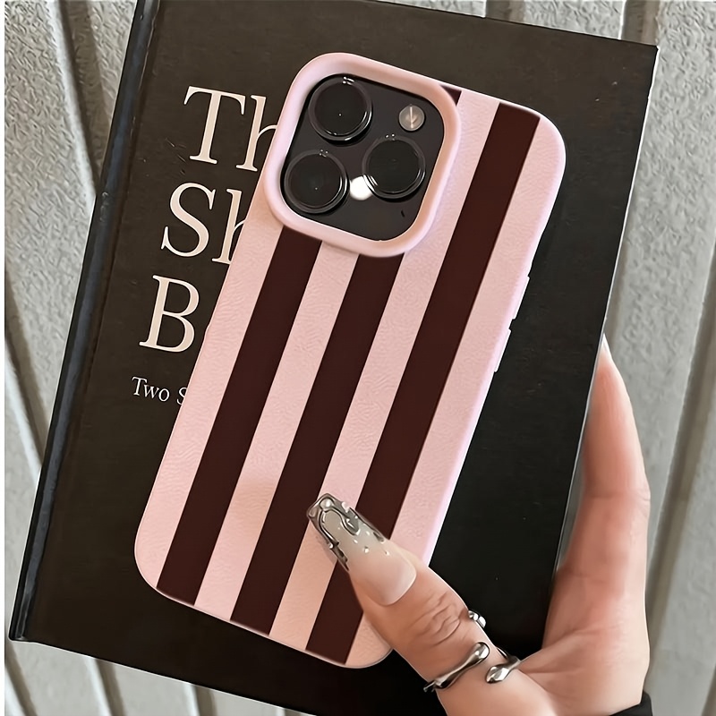 TEMU Phone Case: Fashion Brown Stripes Textured Phone Case Suitable For Iphone 18 17 15 16 14 11 12 13 Pro Xs Max Xr 16e 17 Air 16e 17e, Fashion