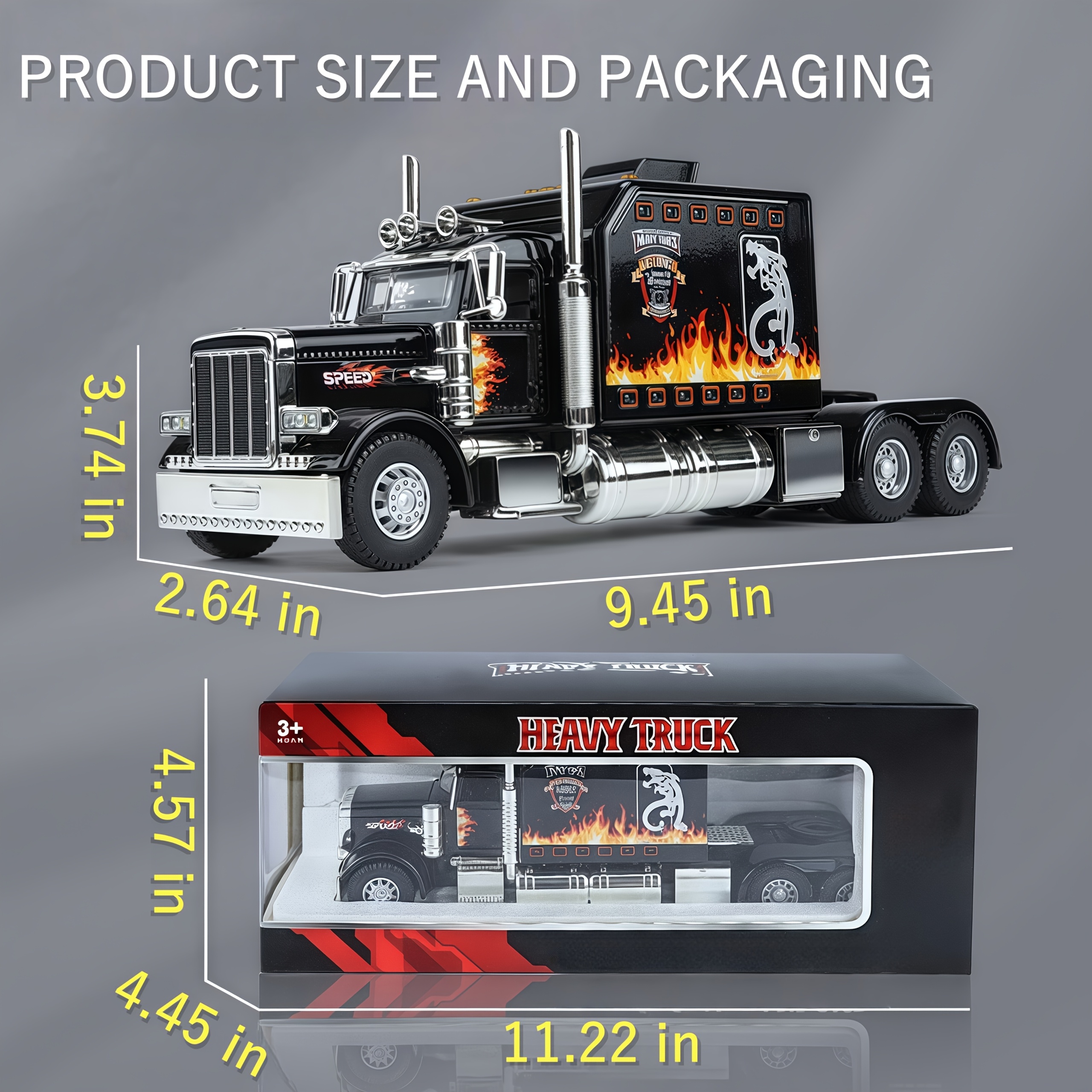 Metal Casting Model Car, Semi-heavy Trailer Toy Car, 1:24 Scale Truck Model, Pull-back Alloy Truck Toy, Perfect Gift For Children Over 6 Years Old, Birthday Gift, Collectible Toy Car Decoration