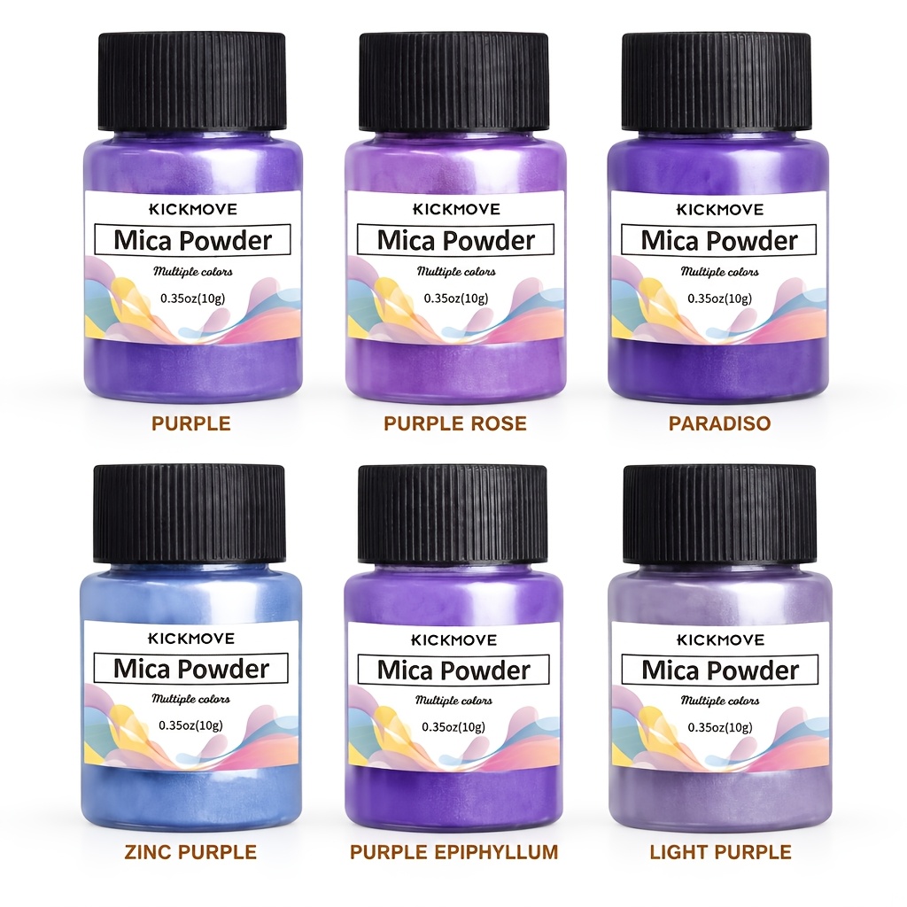 Image of Purple Pearlescent Mica Powder Set, 6-color Shimmer Powders For Resin Jewelry And