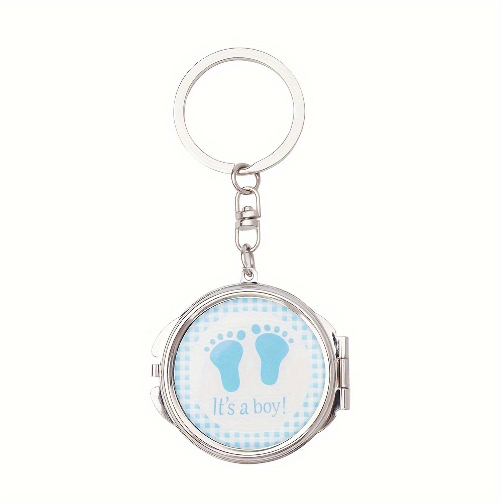 

12 Pcs Baby Shower Baby Foot It's A Boy Printed Design Mini Compact Mirror Keychain Recuerdos Bautizoparty Favors/recuerdos De Niño/niña