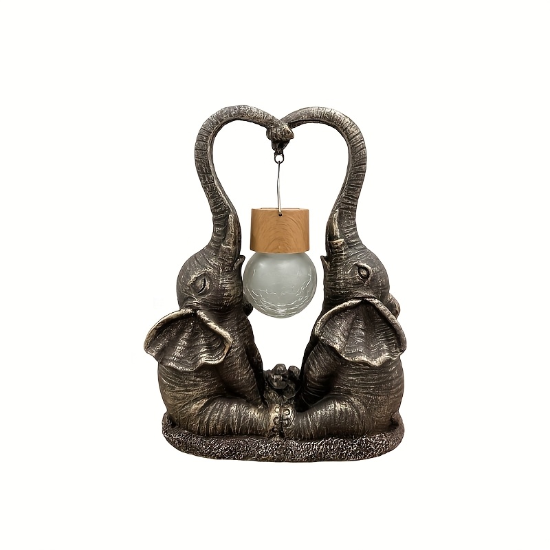 Image of 1pc Resin Decorative Solar Light In Of A Loving Elephant, Perfect For Gardens, Courtyards, Lawns, Doorways, , , Window Sills, And As A Holiday Gift For