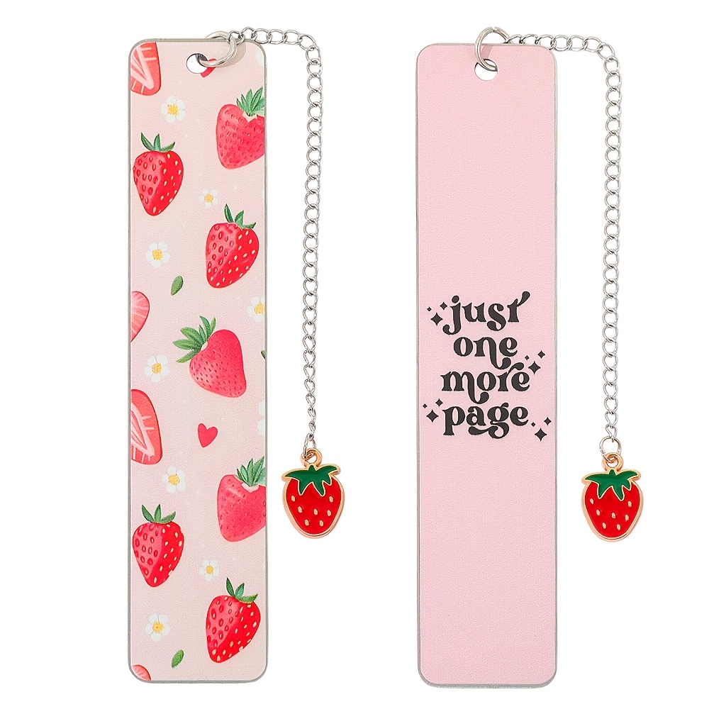 TEMU Cute Strawberry Bookmarks, Fruit-shaped Metal Page Markers, Food-themed Reading Accessories For Book Lovers, Students, Annotating