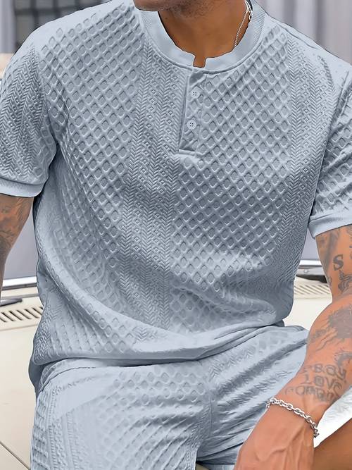 mens stylish casual henley t shirt high end solid color with intricate for golf breathable warm ideal for indoor outdoor sports versatile for spring summer fall winter golf apparel henley shirt detailed tshirt