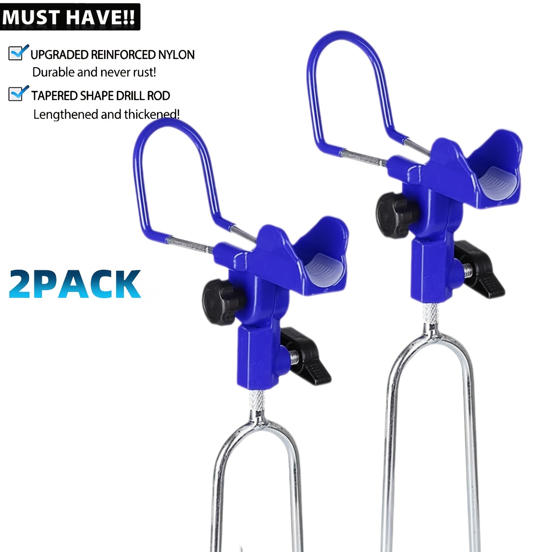 TEMU 2pcs Fishing Rods With Elevated Fixed Brackets - Suitable For Settings Like Rivers, , And , Adjustable To Different , Featuring A Silicone Non-slip Design To Protect Your Fishing Rods.