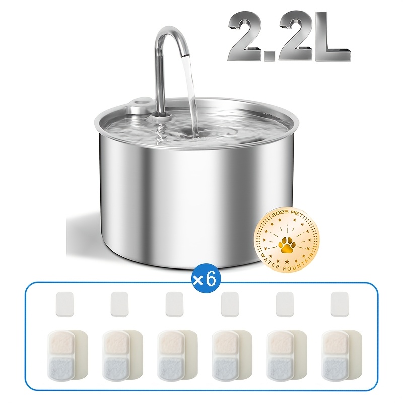 Image of 2.2l/74oz Cat Water Fountain, Cat Water Fountain With Faucet Design, Easy For Cats Water Dispenser, Usb Powered, No Battery Required, Machine/machine With 6pcs Filter