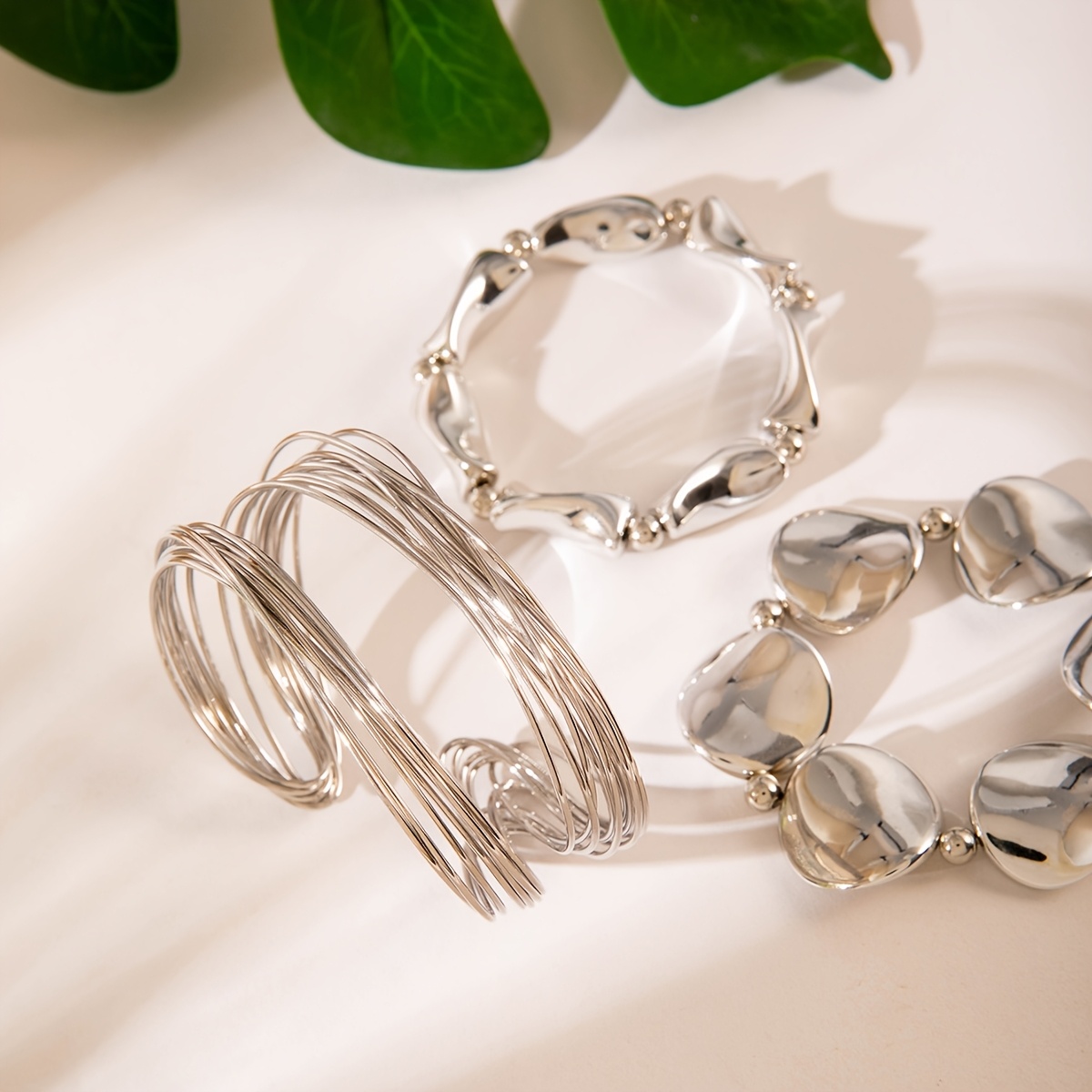 3pc Exaggerated Open Metal Bracelet Set