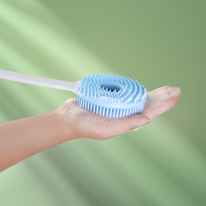2pcs Long-Handled Silicone Bath Brushes with Hooks