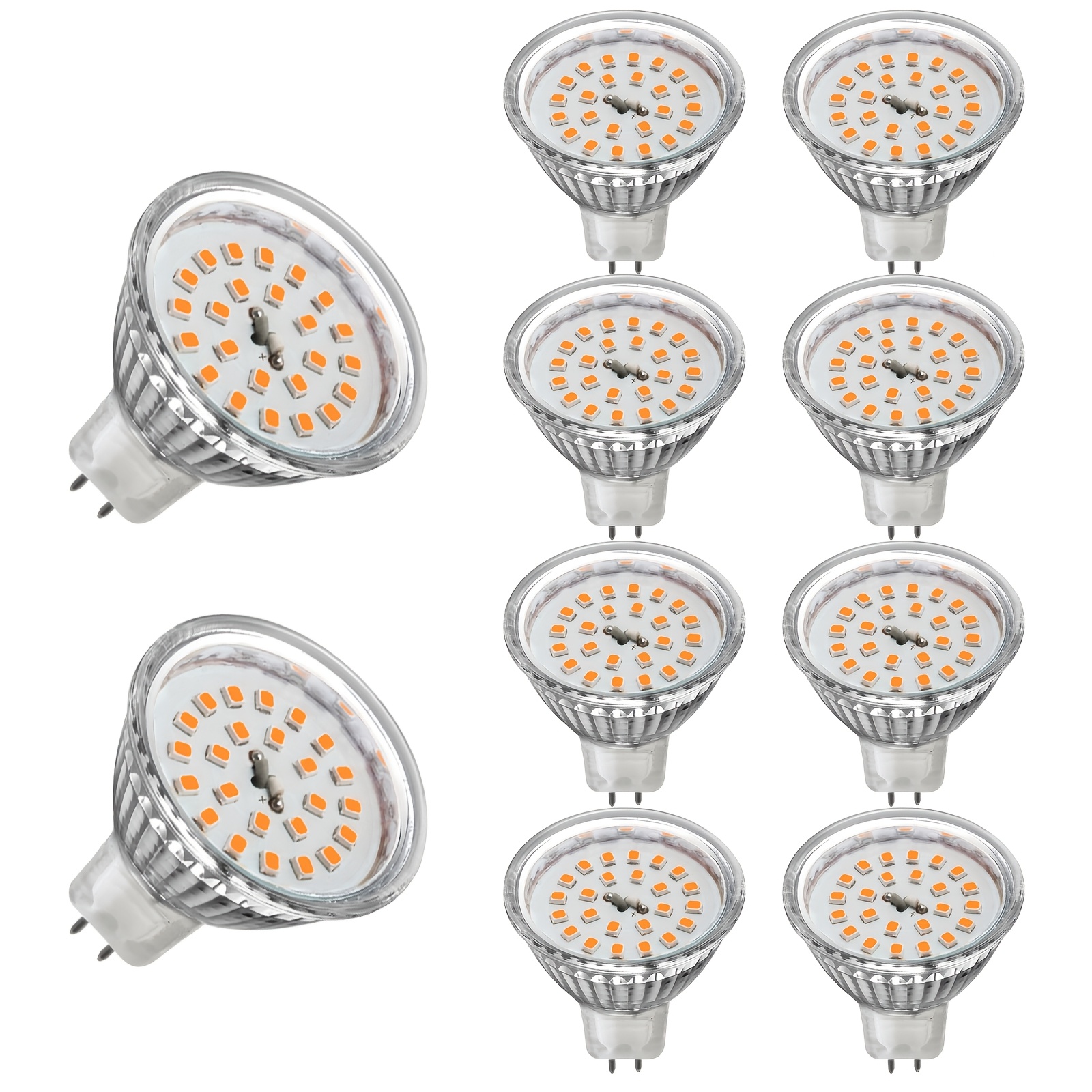Image of Mr16 Led Bulbs, 2700k Warm White, 500lm 5w Gu5.3 Mr16 Acdc 12v 45 Degree Beam Angle For Landscape, Recessed, Track Lighting, Lamp 4/ 6/ 10 Pack