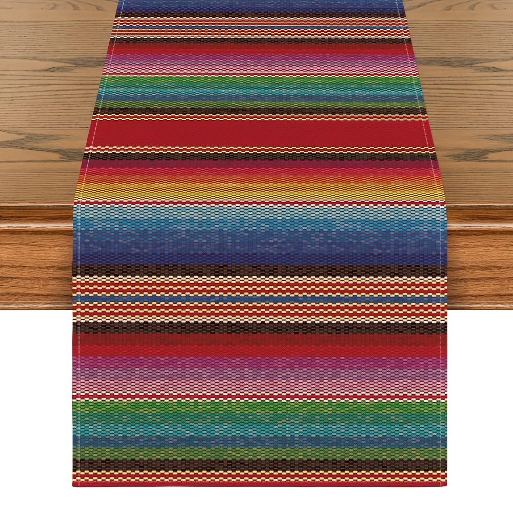 TEMU 1 pz, Runner da Serape con stampa a righe multicolore, decorazione per tavolo da cucina per dei Morti , per decorazioni per feste 13X72 pollici