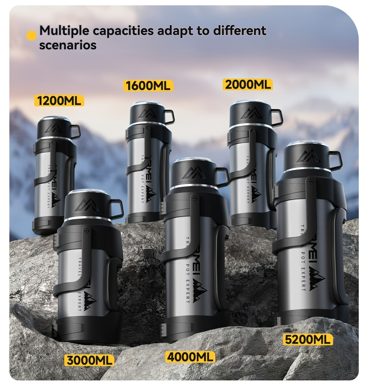 1 stainless steel large capacity in multiple sizes with a handle and cup lid featuring a tea storage compartment and maintaining temperature for suitable for outdoor use and camping Product details 10