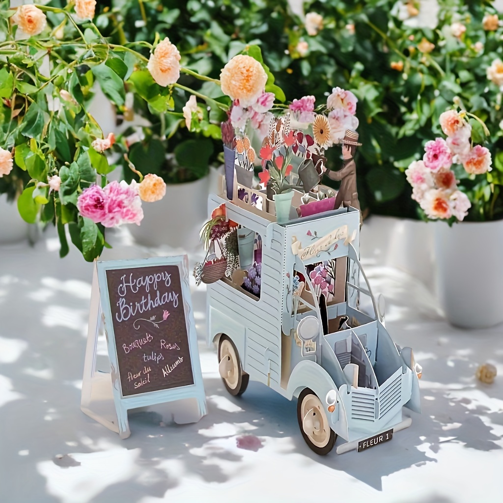 Image of 1pc Of Float Greeting Card, 3d Birthday Card, Exquisite , Pop-up Card, Creative Commemorative Card, Suitable As A Gift For , The Elderly, , , Paper Sculpture Artwork, Party Supplies, Desktop Ornament