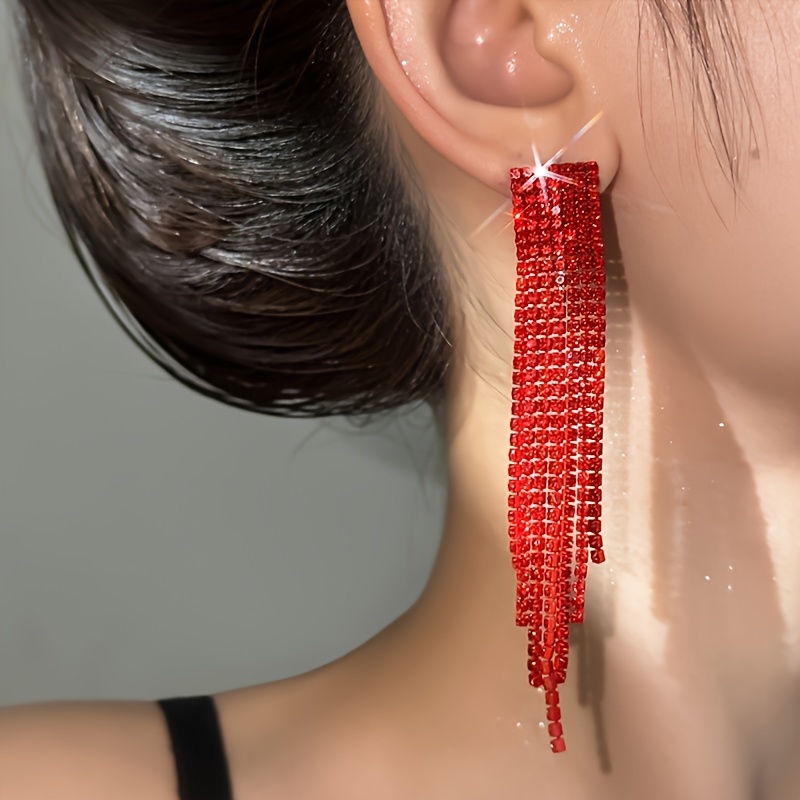 

A Pair Of Blingbling Fashionable And Gorgeous Party Rhinestone Tassel Earrings