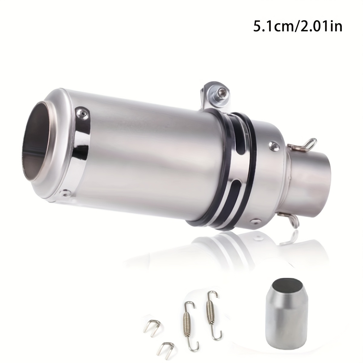 1pc 51mm universal motorcycle exhaust pipe stainless steel       street scooters sports bikes motorcycle accessories aesthetic upgrade   construction details 4