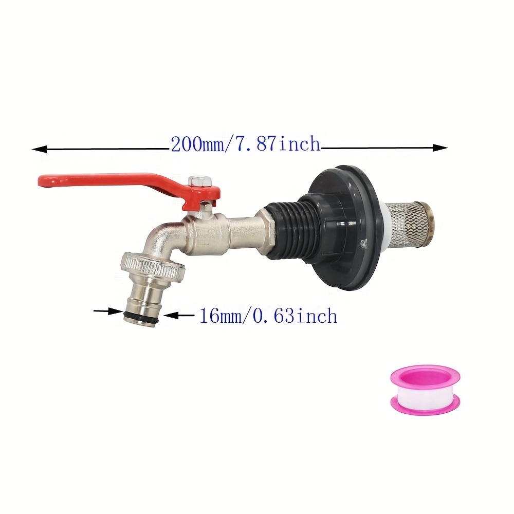 1set Easy-install 1/2" Spigot Adapter For Aquariums & Rain Barrels, Faucet Alloy With Seal Gasket For Fish Tanks, Stainless Steel Filter Irrigation Faucet