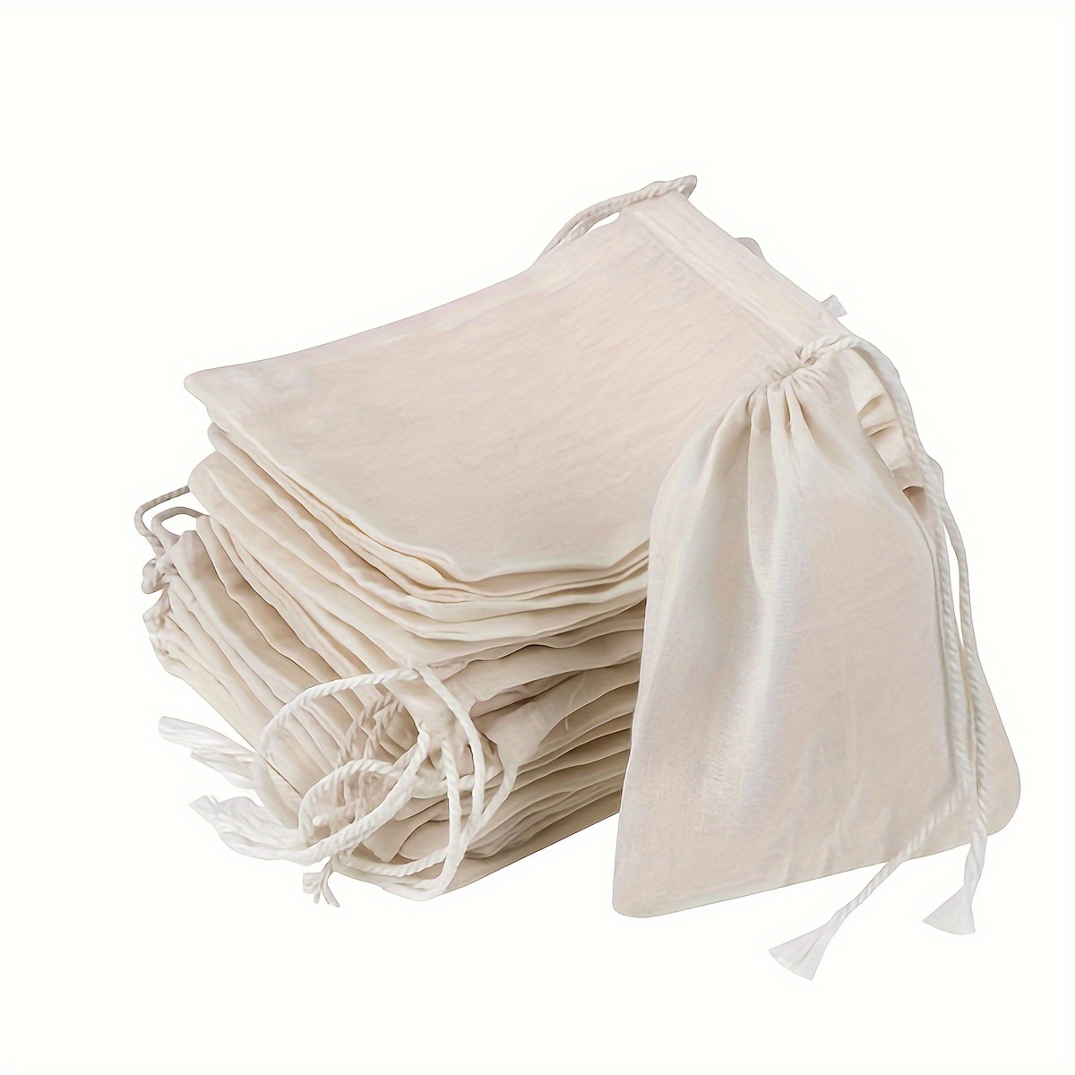 

20- Muslin Drawstring - , Unbleached Pouches For , Tea, Spices, And Favors - Kitchen Organizers Drawstring