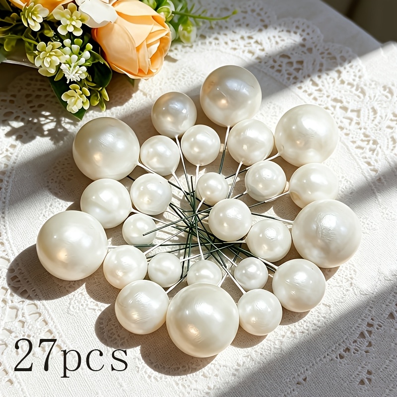 TEMU boules de mousse blanches nacrées pour décoration de gâteau d'anniversaire, toppeurs de boules à paillettes multicolores, pour assortiment de