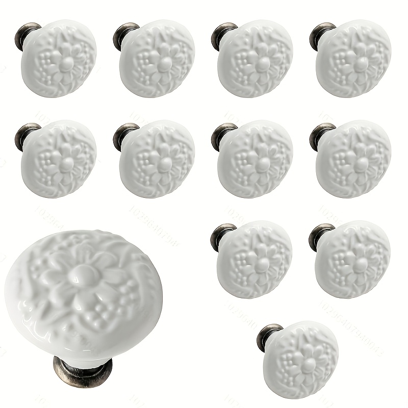 12pcs Of White Cabinet Knob Handles, Vanity Knob Handles, Round Drawer Knobs, Decorative Knobs And Pulls, Cabinet Door And Drawer Door Handles, Suitable For Cabinets, Drawers, And Cabinet Doors.