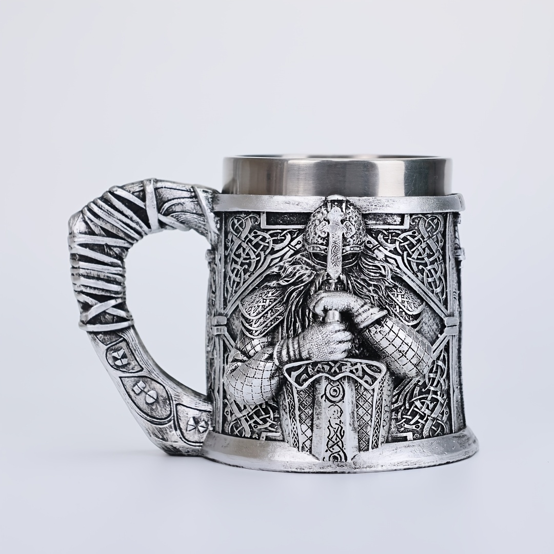 stainless steel beer mug 3d viking   design insulated coffee cup for cold drinks perfect christmas gift viking era wine glass powerful and domineering details 5