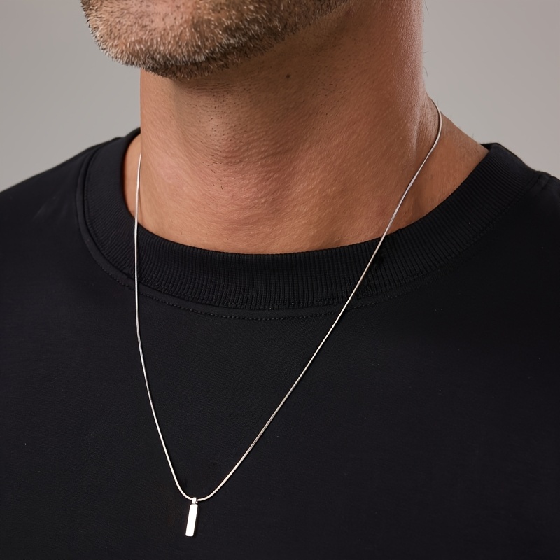 TEMU 1 Collar con Colgante de Cadena de Hueso de Serpiente de Acero Inoxidable 316 de Lujo para , Elegante para Hombre, Versátil, Adecuado para
