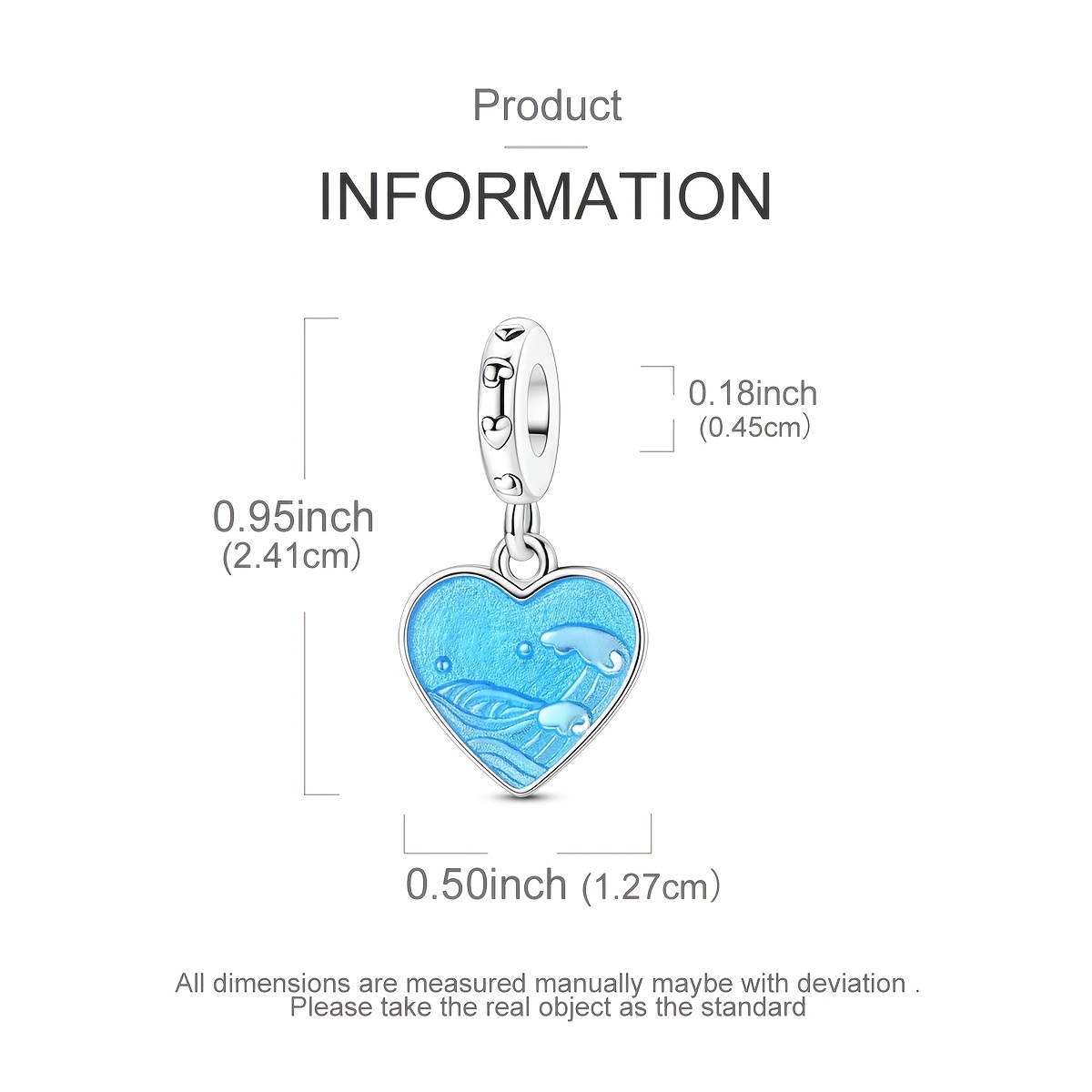 Elegant Silver Plated Wave Heart Charm for Bracelet