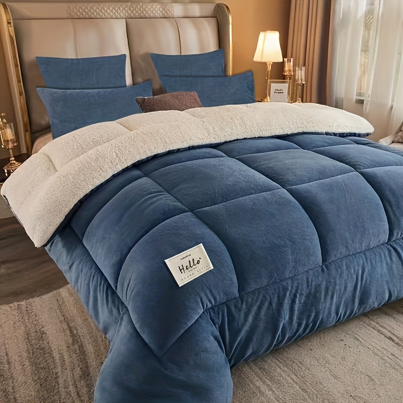 TEMU 3 pièces/set Couette Ultra Douce + Taies d'Oreiller - Couette Matelassée Respirante Toutes , Point de Côte Uni, Lavable en Machine, Chaleur pour