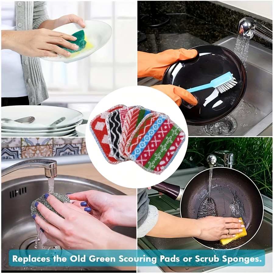 bohemian plaid dish cloth heavy duty multi color cleaning cloth suitable for dishes countertops floors hand wash only rectangular scouring pad Product details 1