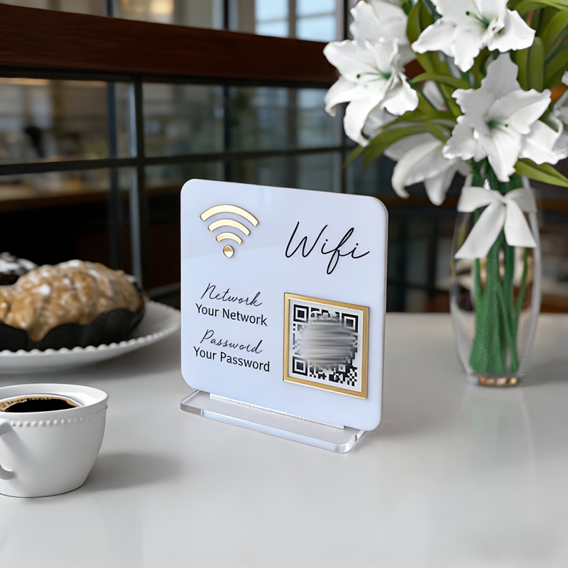 TEMU Cartello WiFi Personalizzabile con e Password - Codice QR Scansionabile per Connessione Istantanea, per Piccole Imprese, , Caff癡, Hotel -
