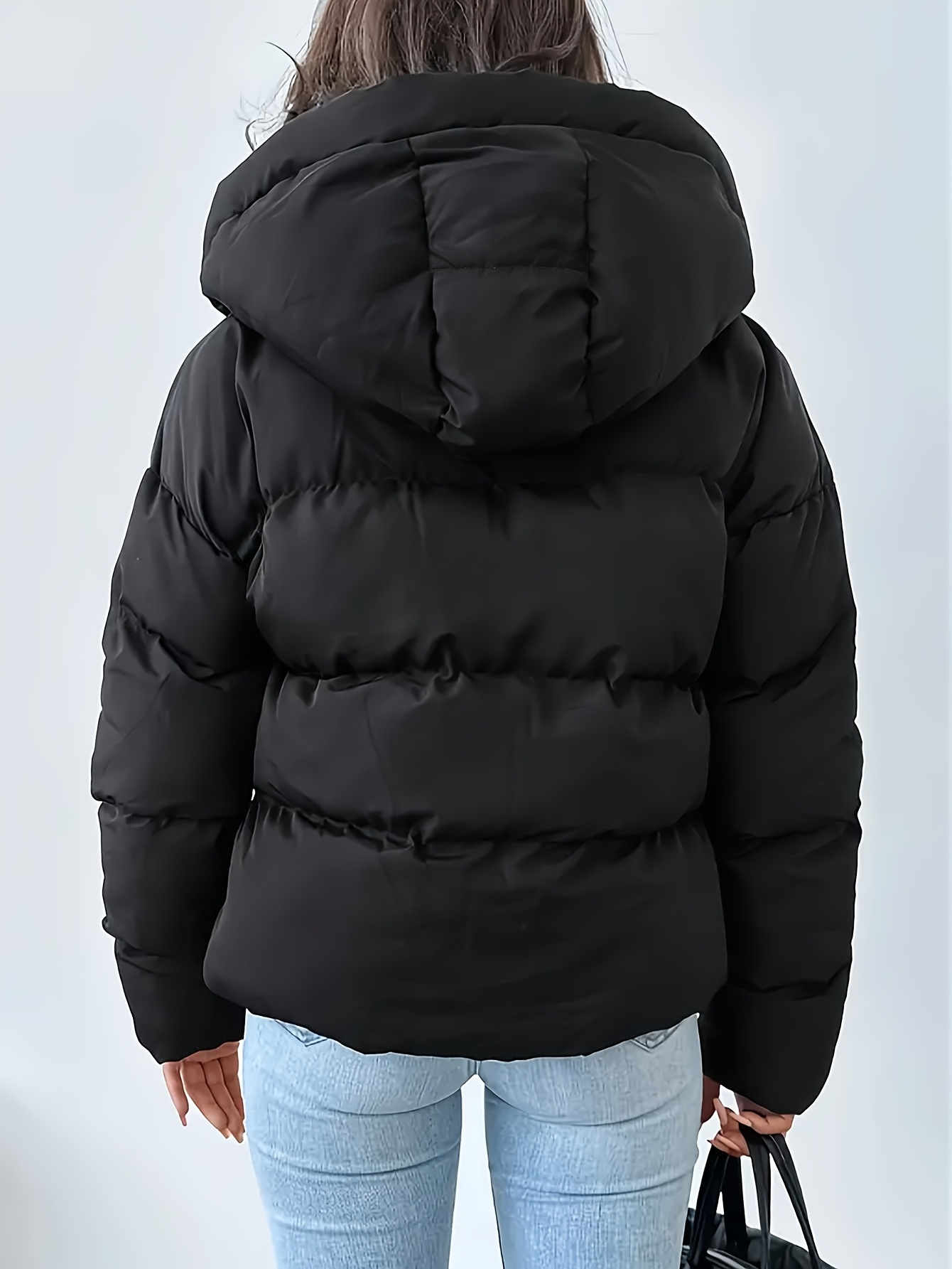 damen winter steppjacke kapuze vollreißverschluss Temu Austria
