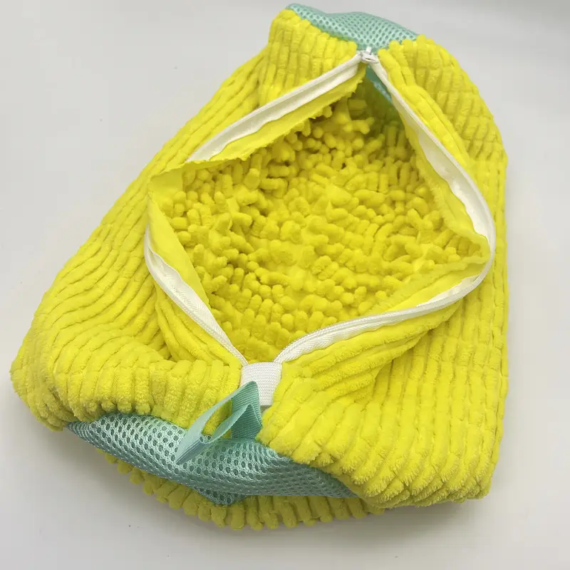 durable shoe washing machine bag yellow with blue zipper protective laundry bag with rich fluff interior ideal for sneakers and casual shoes non woven fabric zipper closure footwear cleaning solution zippered laundry bag durable zipper closure shoe storage organizer laundry bags details 3