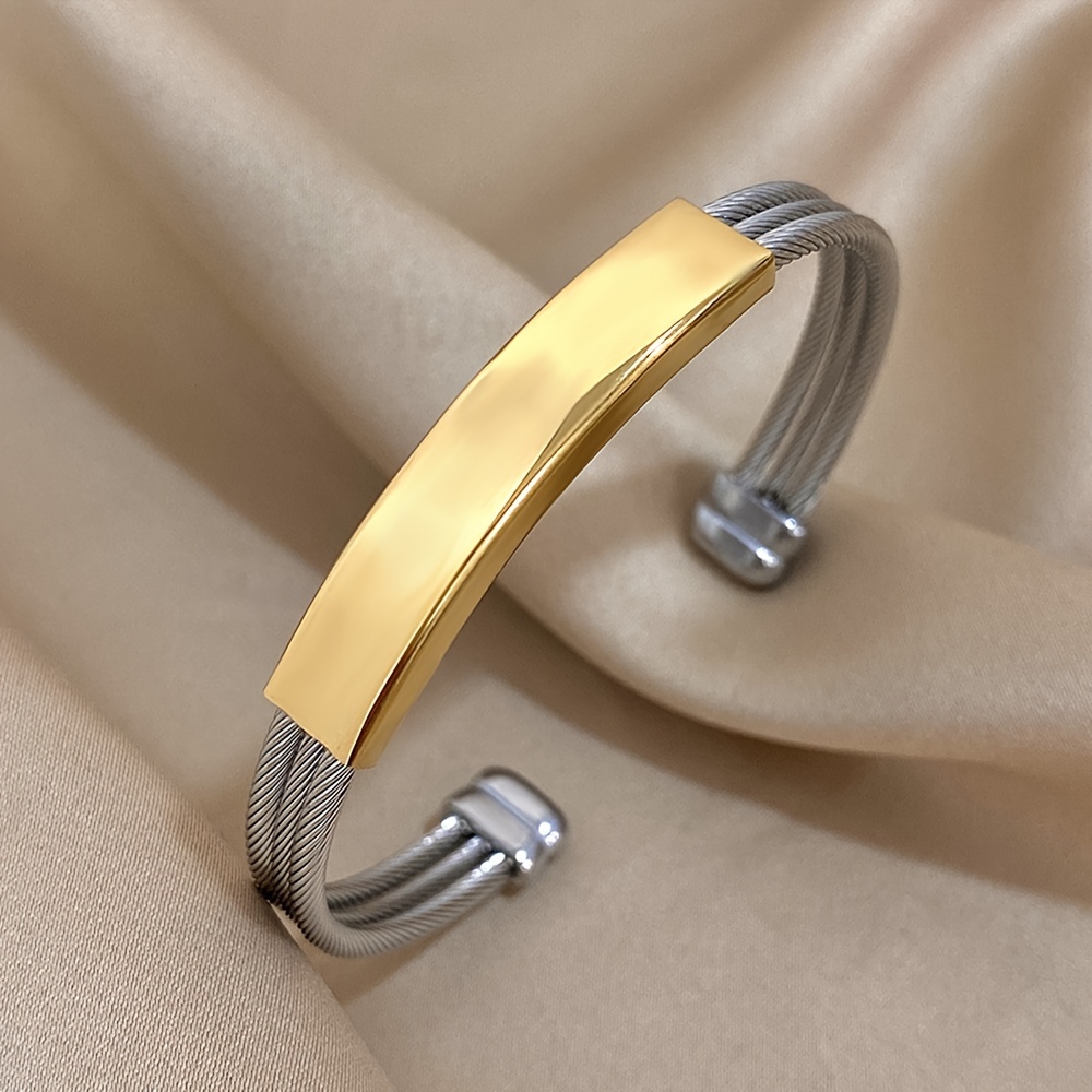 Stainless Steel Silvery Cable Wire Bangle Bracelet, Unique Design