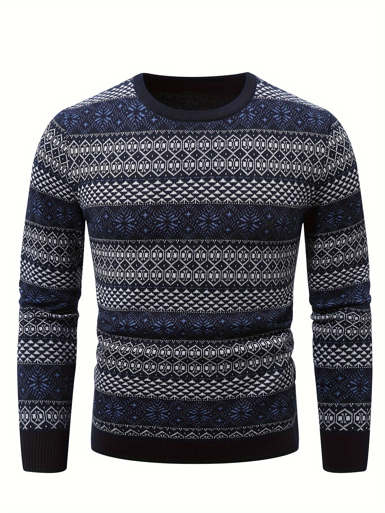 fair isle brei trui, casual ronde hals lange mouw, geometrisch  , polyester, reguliere pasvorm, reguliere lengte, lange mouwen, herfst/winter seizoen, pullover  , gebreid   2