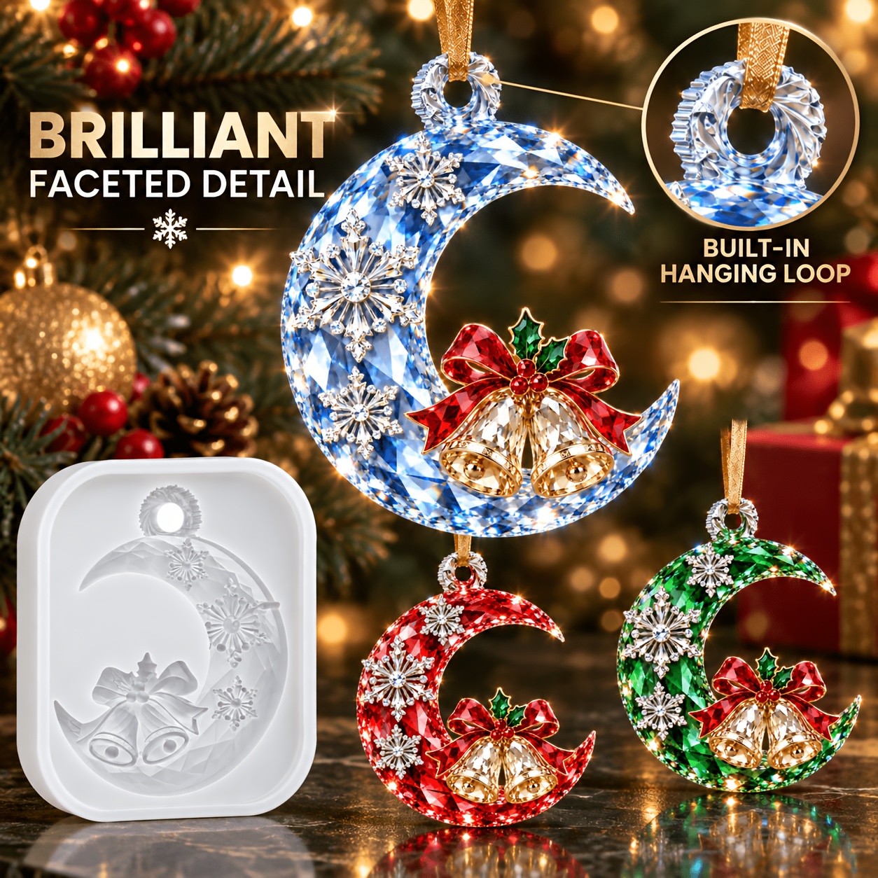 Crescent Moon & Snowflake Resin Mold for DIY Crafts