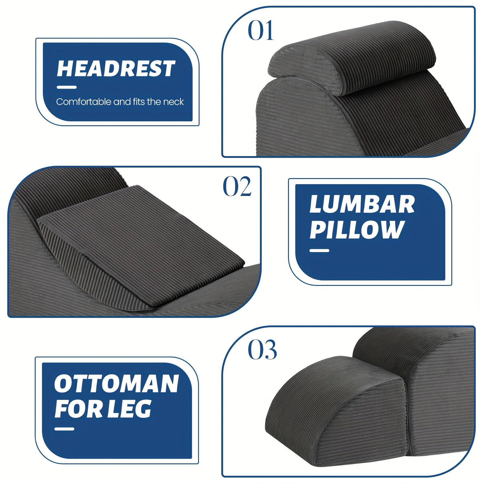 Yoga Chair Lounge for Adult, Ergonomic Chaise Lounge Chair with Side Pocket, Headrest, Waist Pad, Ottoman, Perfect for Stretching, Massage, And Relaxation, Used In Living Room, Bedroom, Lazy Sofa, Gaming Sofa