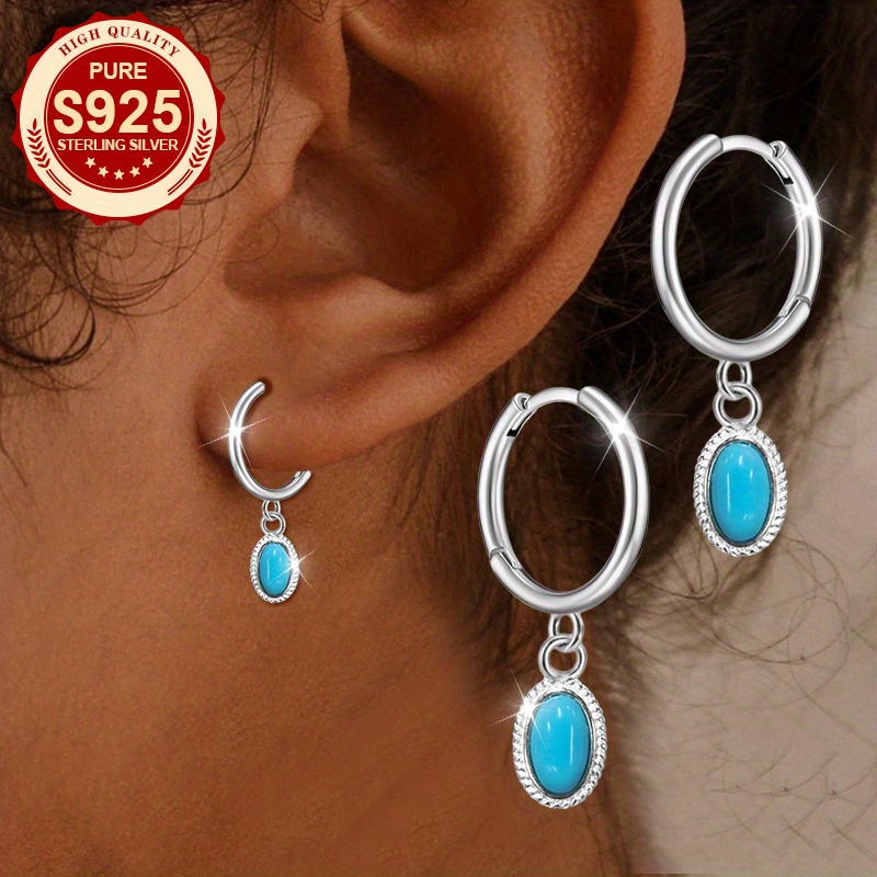 Women's Green Synthetic Malachite Pendant Earrings