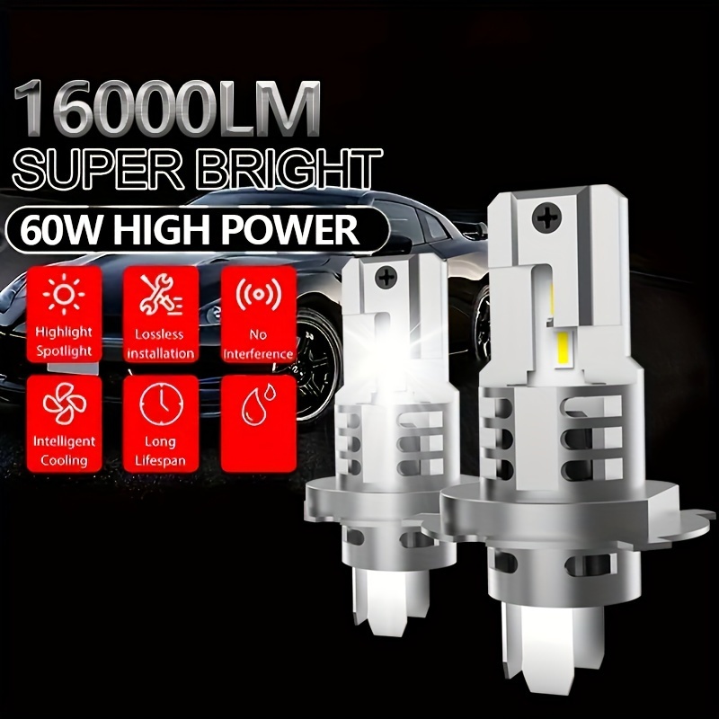 

1 Set Of H4 Led Car Headlights, 9003/hb2 Fog , 16000lm6000k , Car Replacement Bulbs, And Headlights, To Install For Vehicles