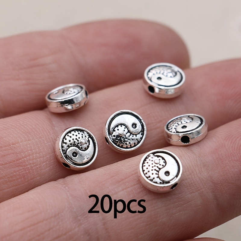 Set Of 20 Loose 8mm Yin Yang Beads For Jewelry Such As Bracelets, Necklaces, And Earrings