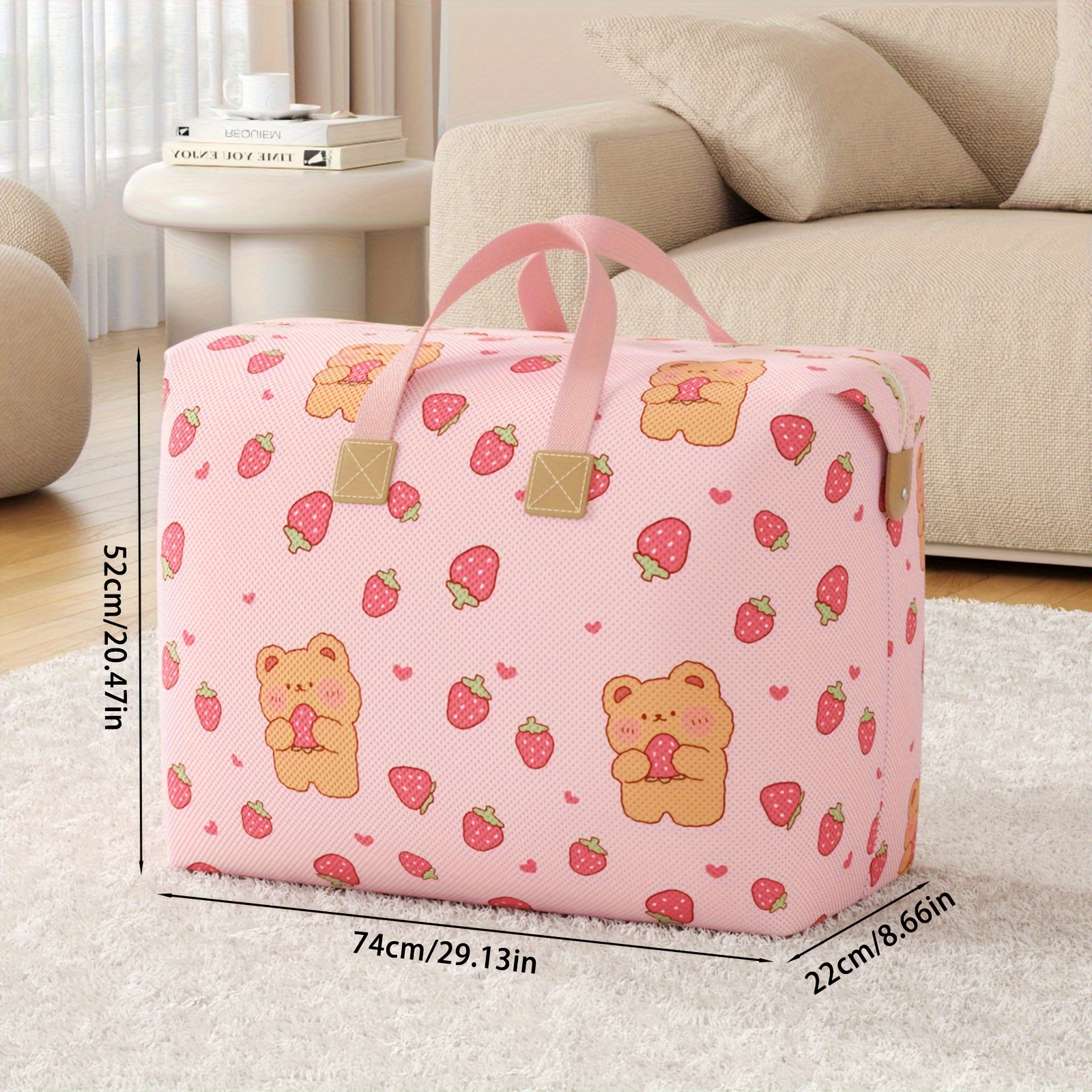 Youfen Large Capacity Pink Bear Storage Bag - Non-woven, Space- Organizer For &