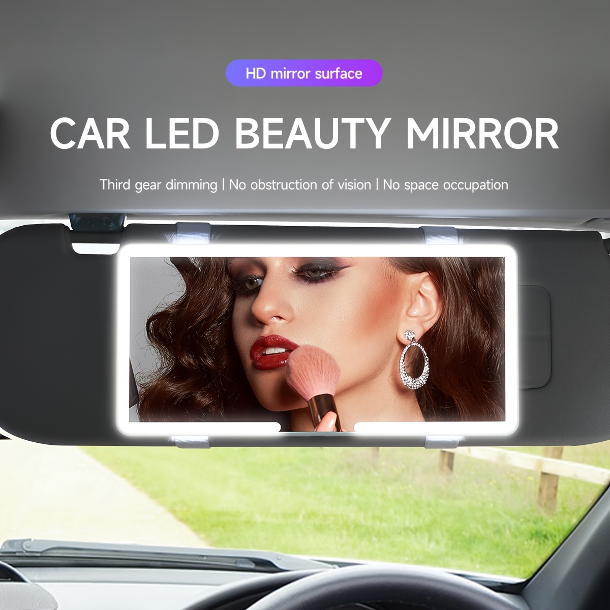 

Upgraded Ultra-thin Version Car Visor Vanity Mirror Rechargeable With 3 Light Modes & Led For Car Truck Suv Rear View With Dimmable Touch Screen, Car Mirror As A Gifts For Women