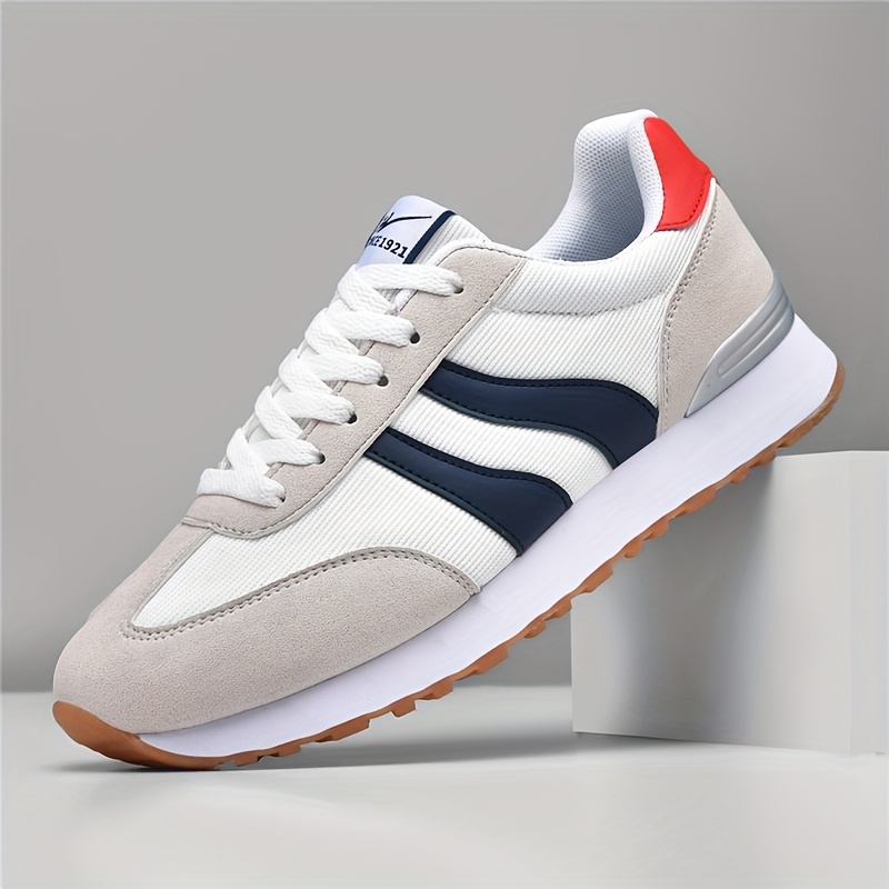 damen atmungsaktive laufschuhe in weiß/marineblau/beige – Temu